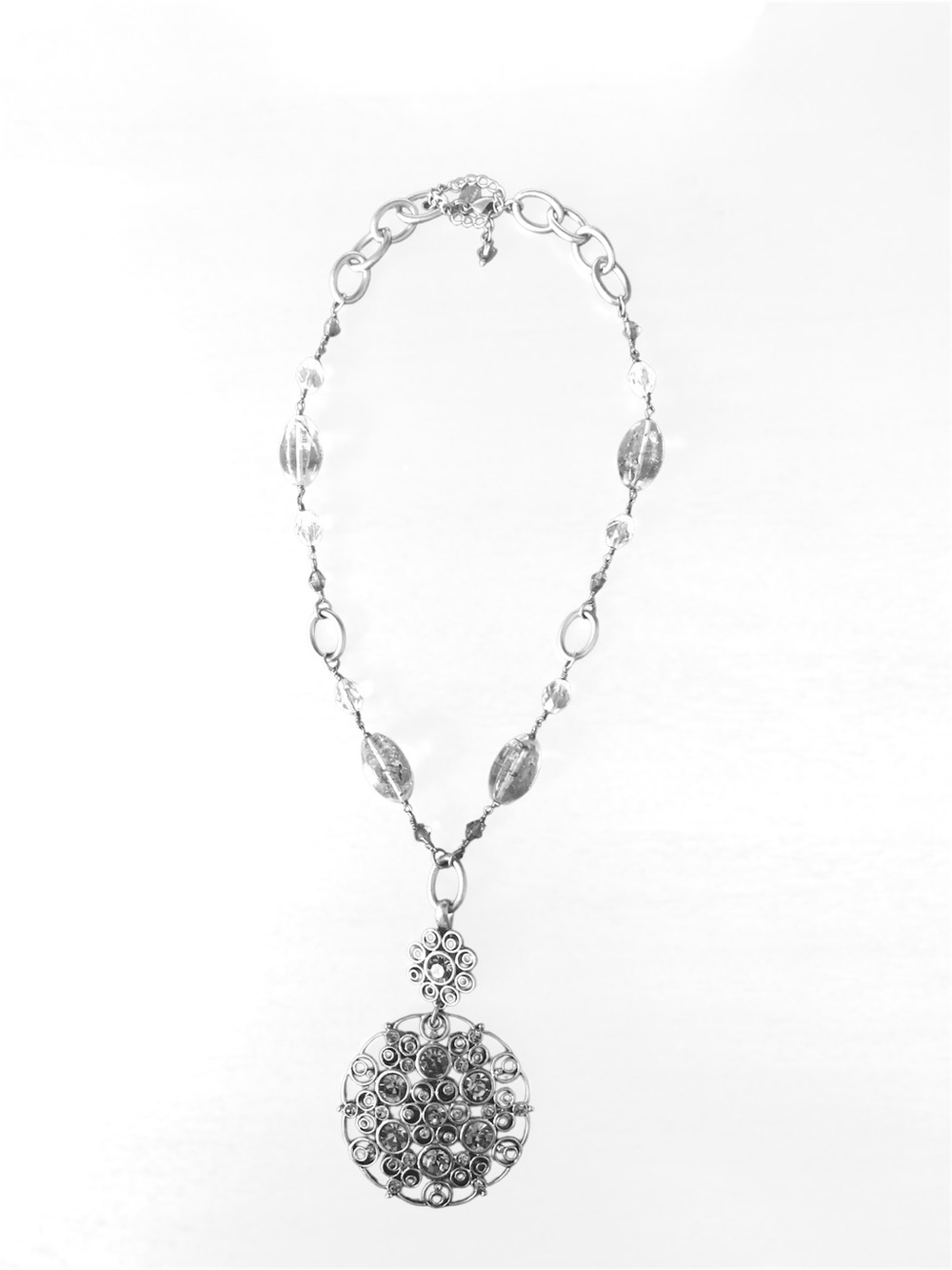 Lia Sophia Silver Decorative Pendant Necklace - Women Jewelry